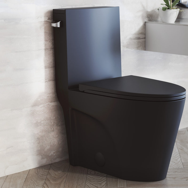 St. Tropez One-Piece 14" Rough-in 1.28 GPF Left Flush Elongated Toilet in Matte Black