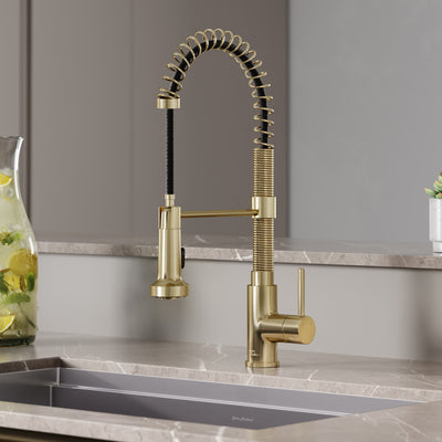 Nouvet Single Handle, Pull-Down Kitchen Faucet in Brushed Gold