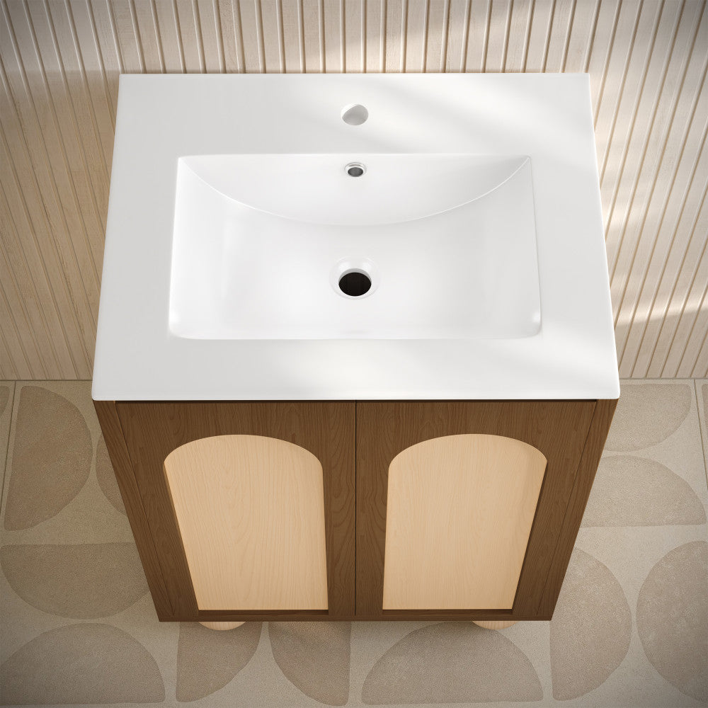 Porte 24" Freestanding Bathroom Vanity in Brown Oak with Sink Top