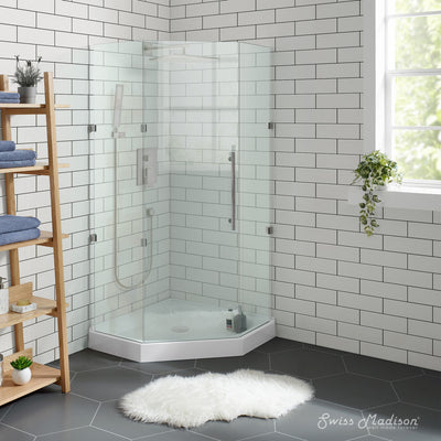 Voltaire 36" x 36" Acrylic White, Single-Threshold, Center Drain, Neo-angle Shower Base