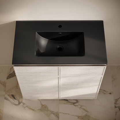 St. Tropez 36" Freestanding Bathroom Vanity in White Oak with Black Sink Top