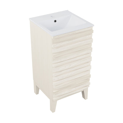 Cascade 18" Freestanding Bathroom Vanity in White Oak with Sink Top