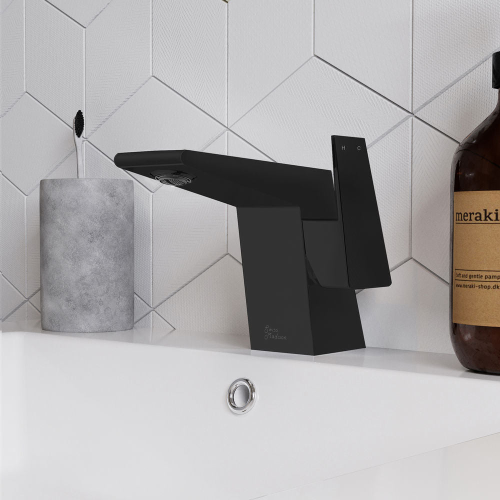 Carre Single Hole, Single-Handle, Bathroom Faucet in Matte Black