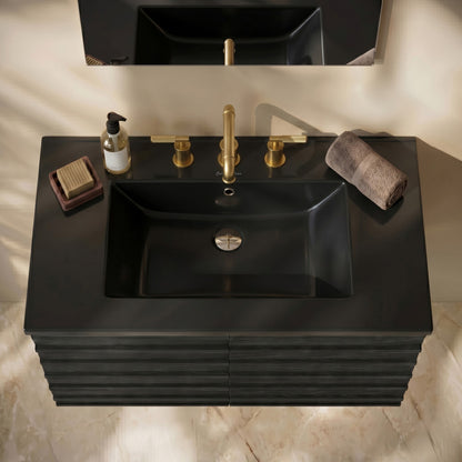 30" 3-Hole Centerset Vanity Sink Top in Matte Black