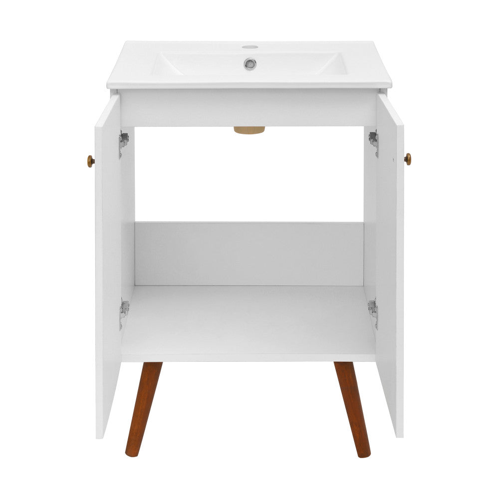 Manoir 24" Freestanding Bathroom Vanity in White with Sink Top
