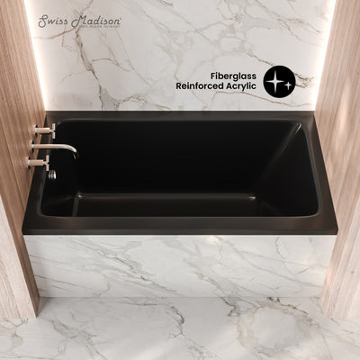 Voltaire 54 x 30 Left Drain Soaking Alcove Bathtub in Glossy Black