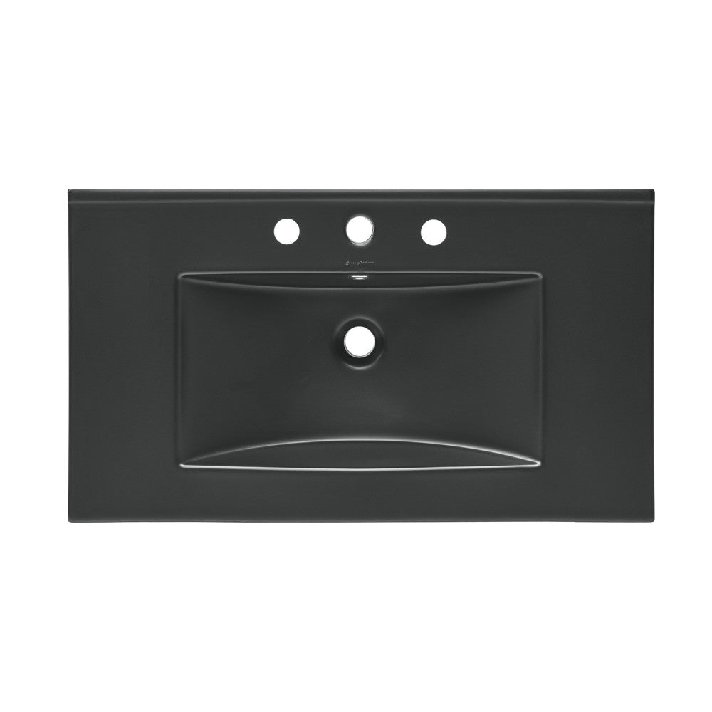 30" 3-Hole Widespread Vanity Sink Top in Matte Black