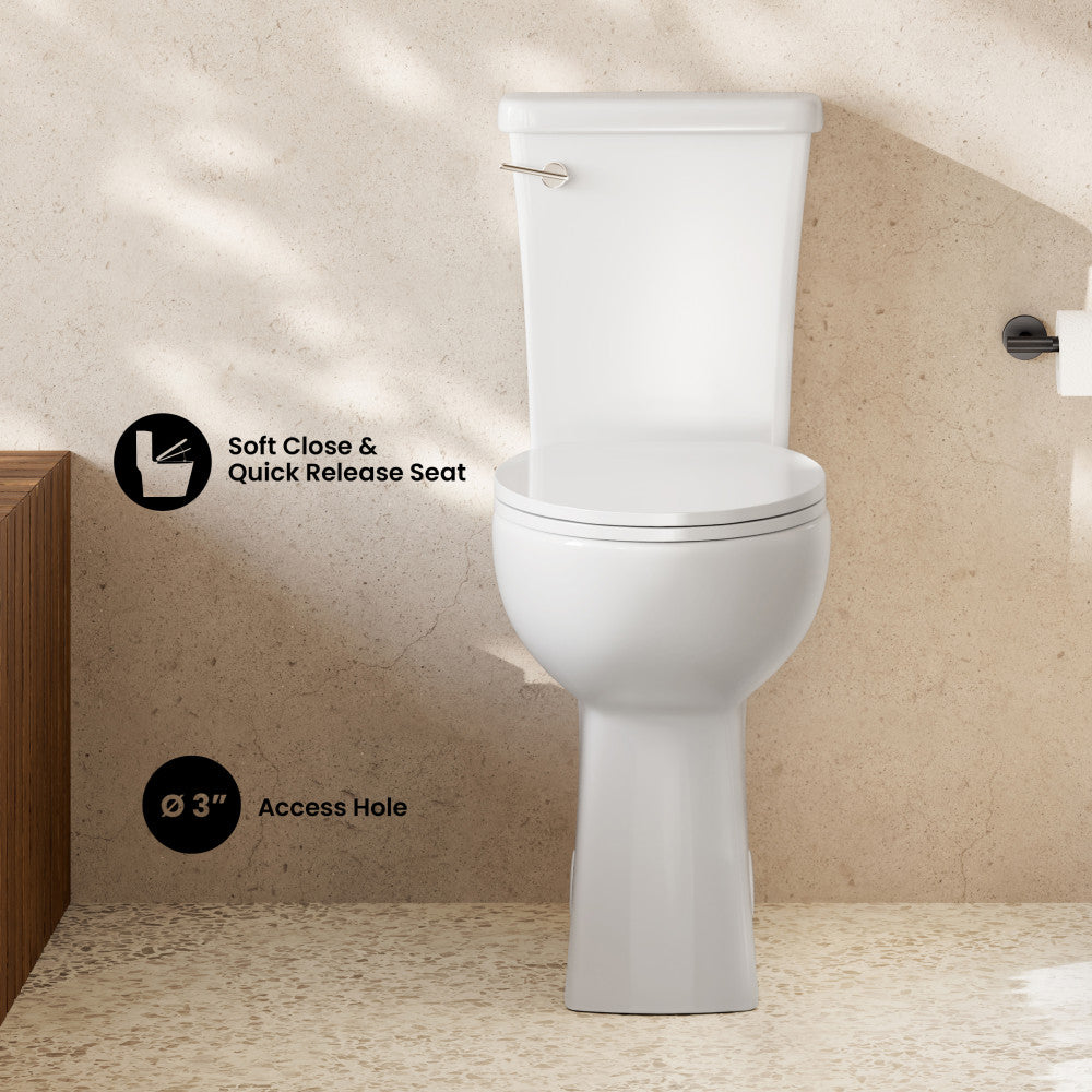 Classe Extra Tall Two-Piece 12" Rough-in 1.28 GPF Elongated Toilet – 21" Bowl Height – Glossy White
