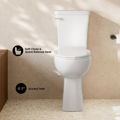 Classe Extra Tall Two-Piece 12" Rough-in 1.28 GPF Elongated Toilet – 21" Bowl Height – Glossy White