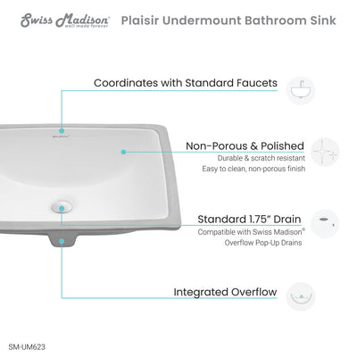 Plaisir 21 Rectangular Under-Mount Bathroom Sink