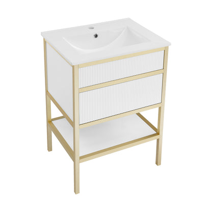 Cache 24" Freestanding Bathroom Vanity in White with Sink Top
