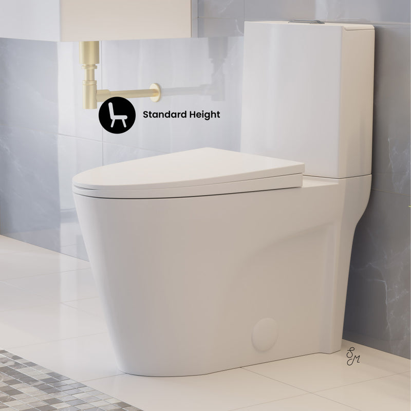 St. Tropez Two-Piece 12" Rough-in 1.1/1.6 GPF Dual Top Flush Elongated Toilet in Glossy White