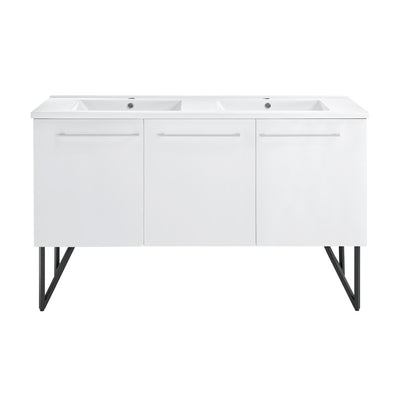 Annecy 60 Double, Glossy White, Two Doors, One Drawer, Bathroom Vanity