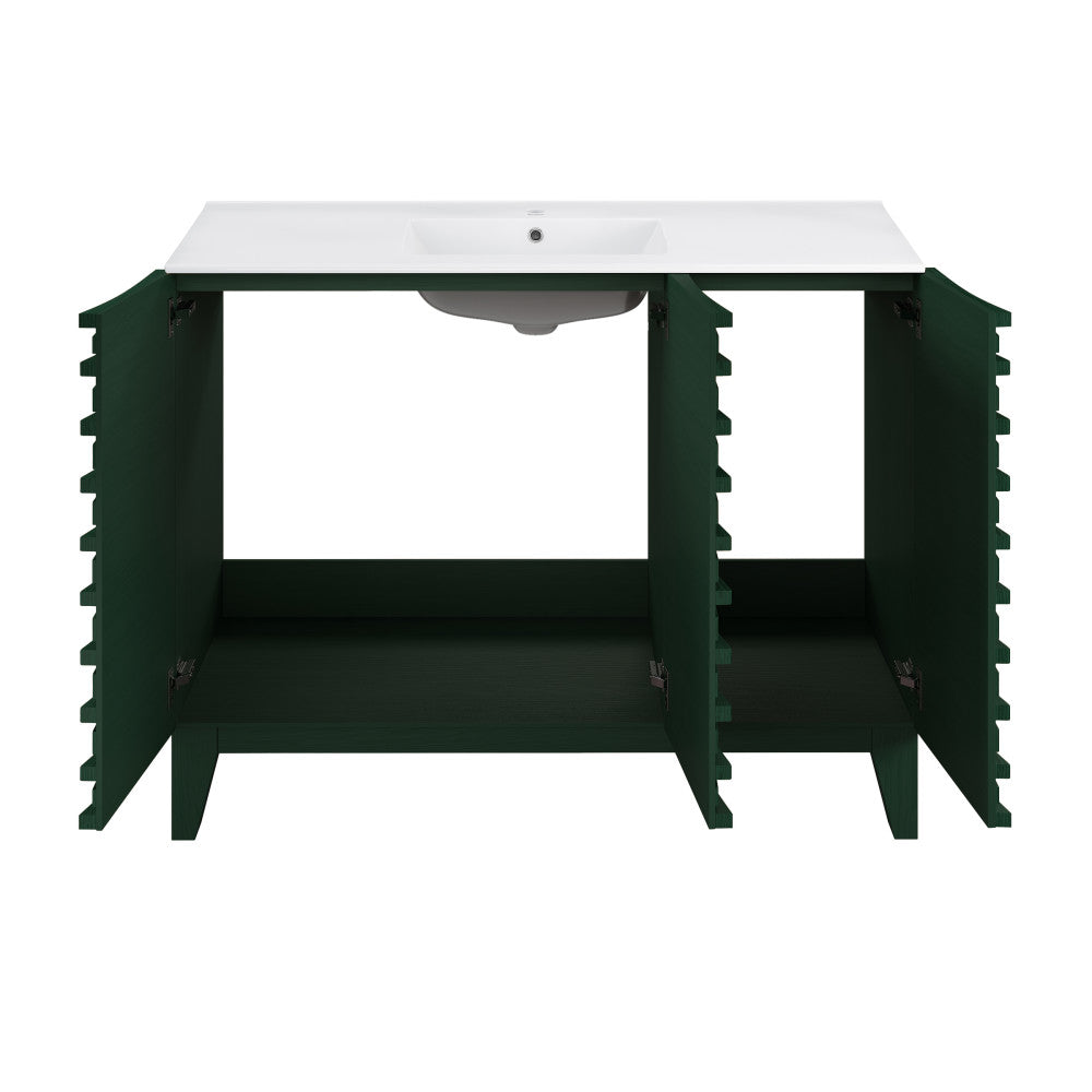 Cascade 48" Freestanding Bathroom Vanity in Green Oak with Sink Top