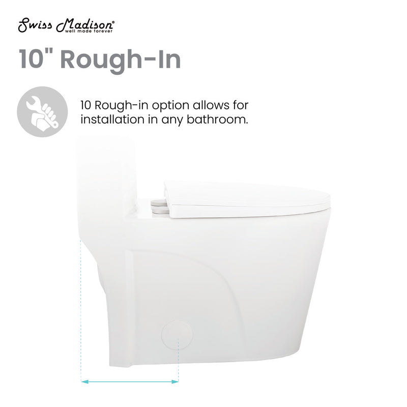 St. Tropez One Piece Elongated Toilet Dual Vortex Flush 1.1/1.6 gpf with 10" Rough In