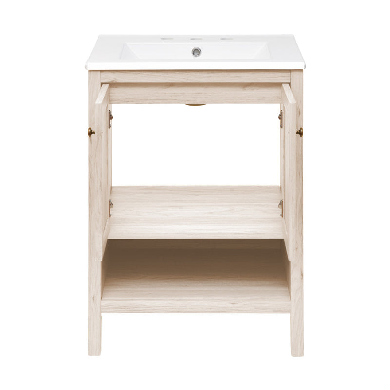 Château 24" Freestanding Bathroom Vanity in White Oak with 3-Hole Widespread Sink Top