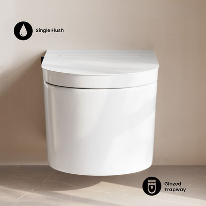 Hugo H Wall-Hung Toilet in Glossy White with Manual Bidet and 2x6 Supporting Frame