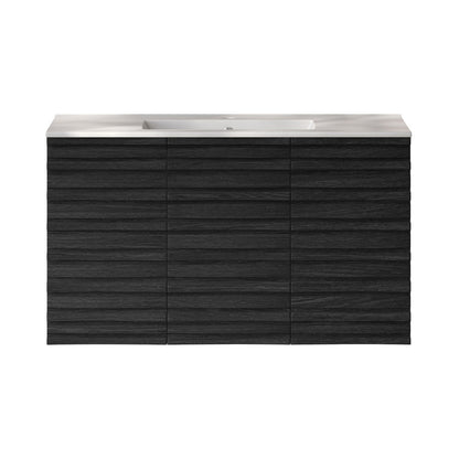 Cascade 36" Wall-Mounted Bathroom Vanity in Black Oak with Sink Top