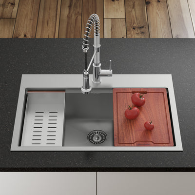 Ravi Single Basin 33 x 22 Topmount Kitchen Workstation Sink
