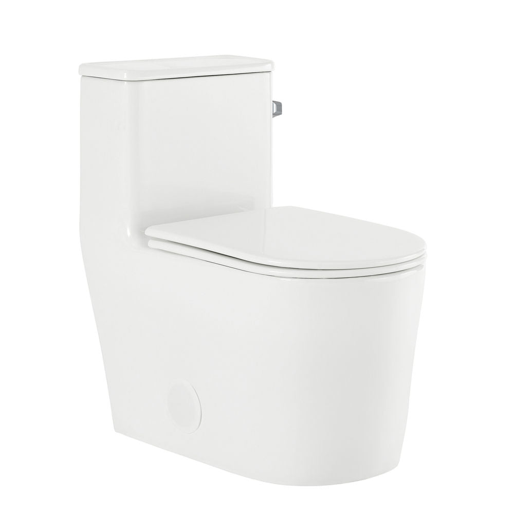 Liberte One-Piece 12" Rough-in 1.28 GPF Right-Hand Flush Elongated ADA Toilet in Glossy White