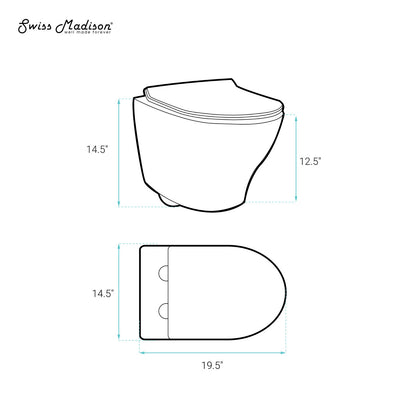 Monaco Wall-Hung Toilet Bundle 0.8/1.6 GPF Dual Flush in Glossy White with Black Flush Plate