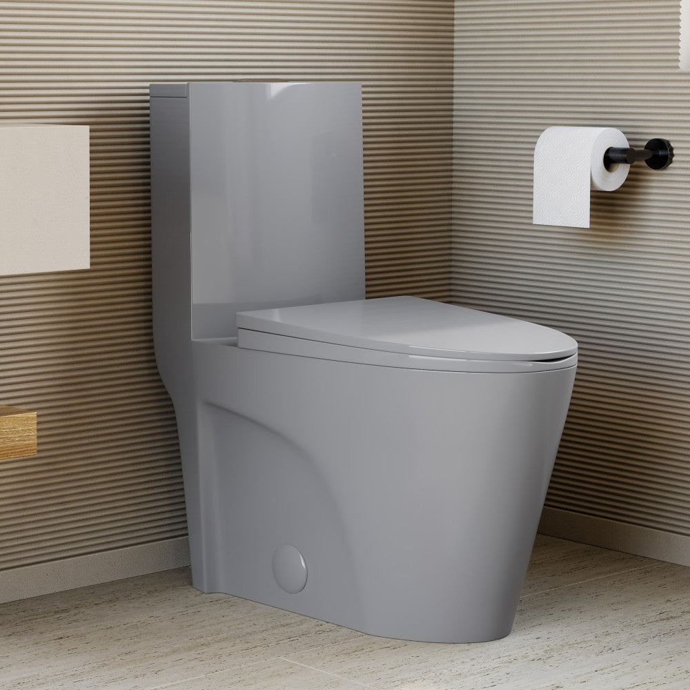 St. Tropez One-Piece Elongated Toilet Vortex™ Dual-Flush 1.1/1.6 gpf in Glossy Gray