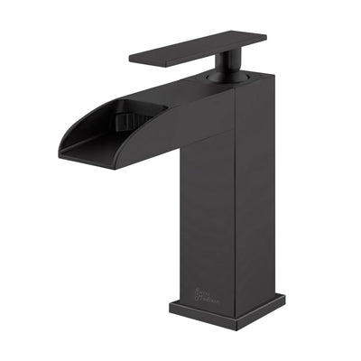 Concorde Single Hole, Single-Handle, Waterfall Bathroom Faucet in Matte Black