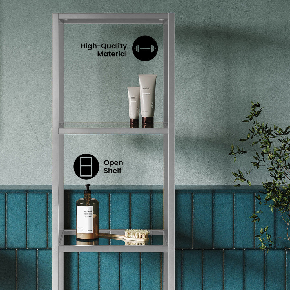 Pierre 16"x65"x14" Freestanding Linen Cabinet in Chrome