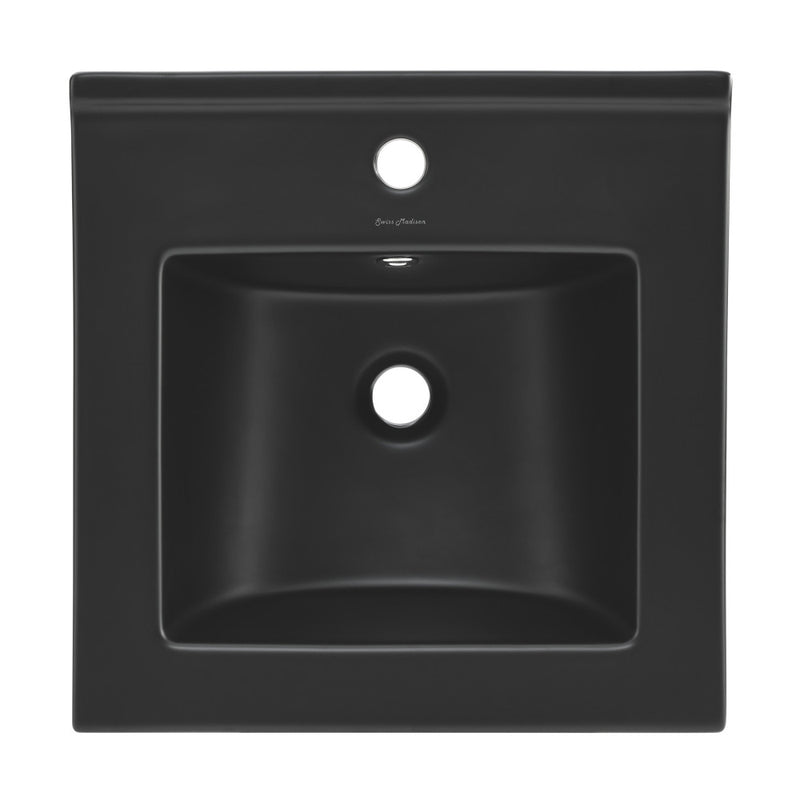 18" Ceramic Square Vanity Sink Top in Matte Black