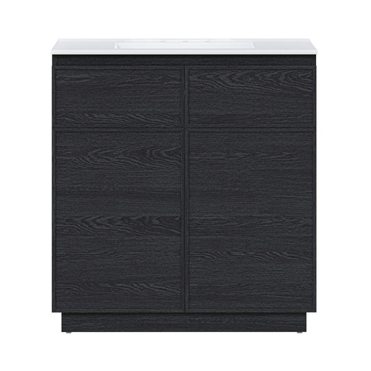 St. Tropez 36" Freestanding Bathroom Vanity in Black Oak with 3-Hole Widespread Sink Top