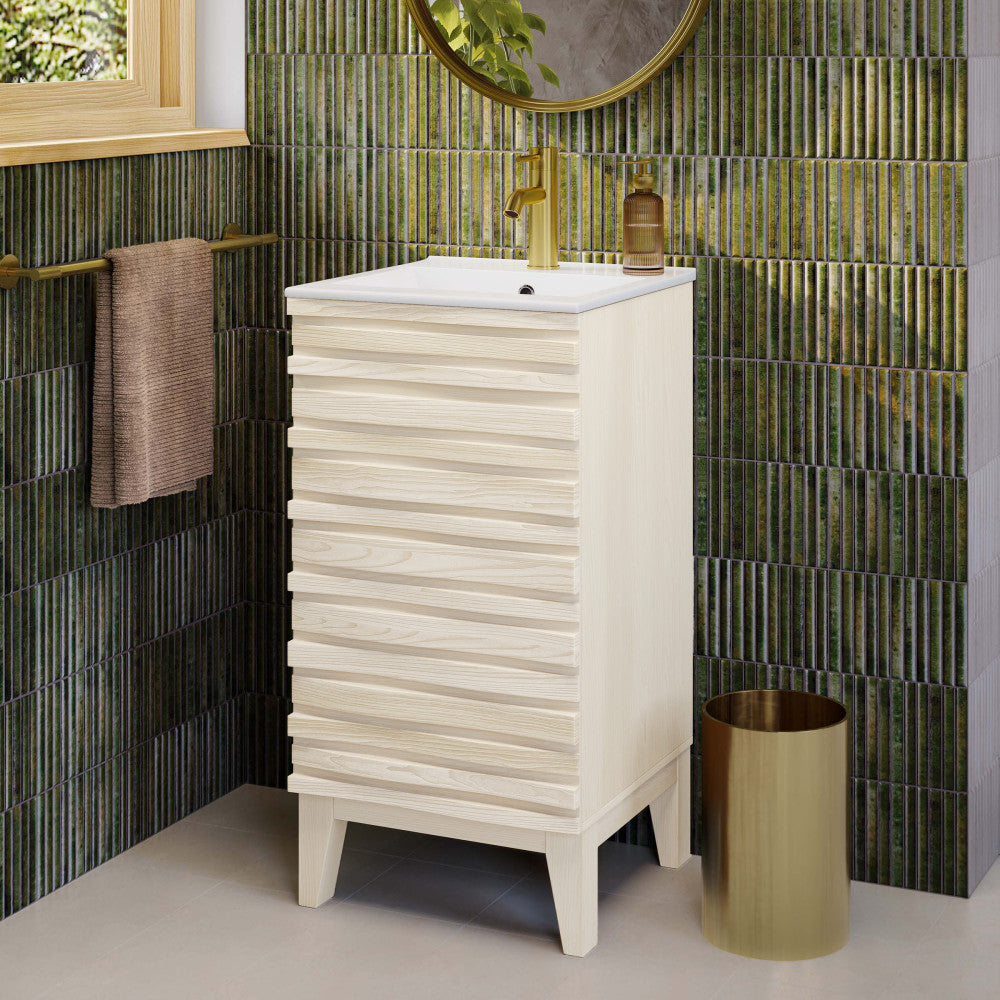Cascade 18" Freestanding Bathroom Vanity in White Oak with Sink Top