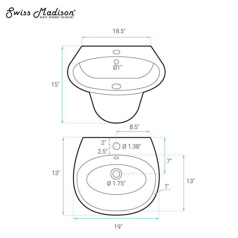 Ivy 19" Wall-Mount Bathroom Sink