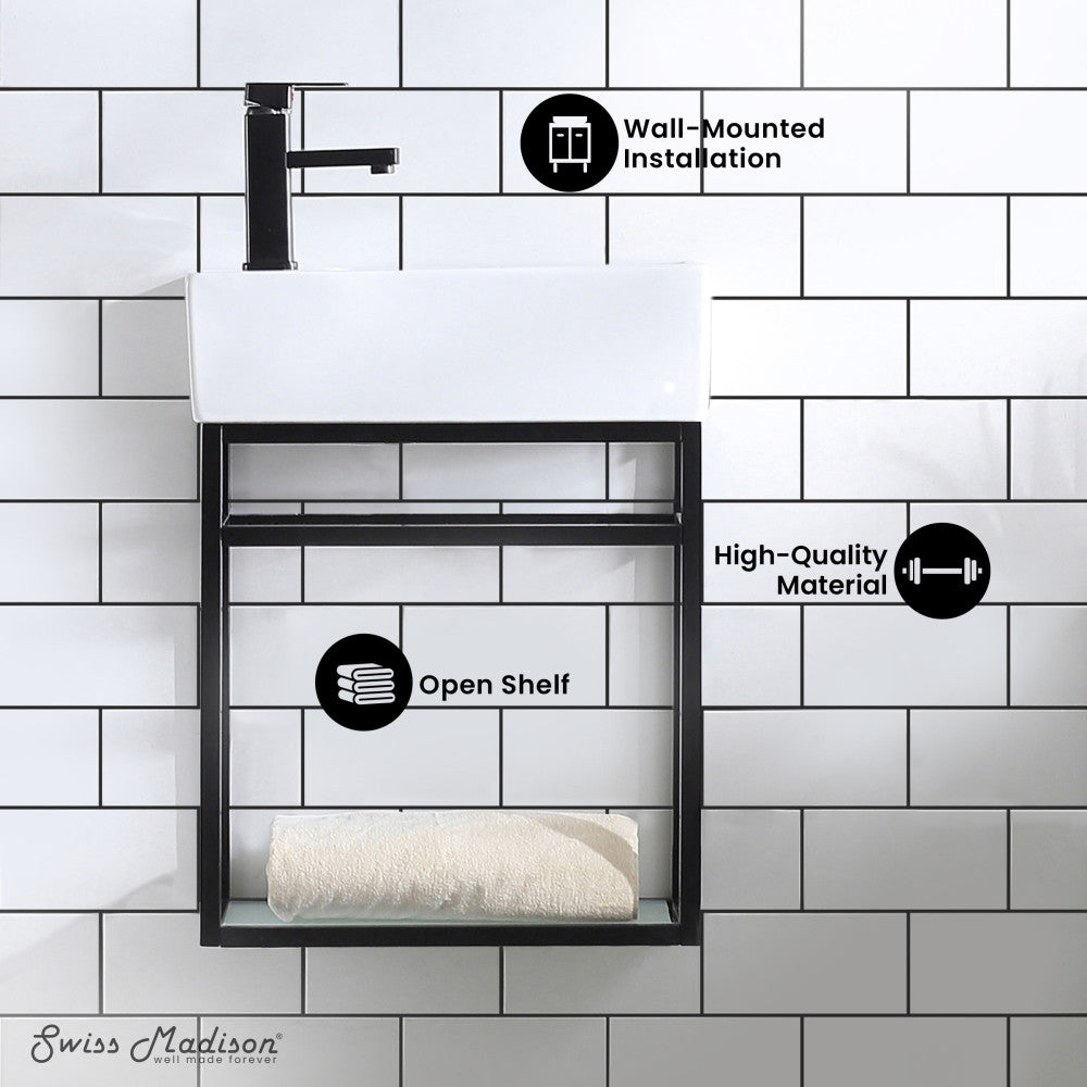 Pierre 19.5 Single, Metal Frame, Open Shelf, Bathroom Vanity