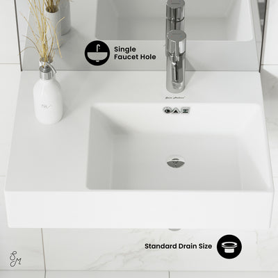 St. Tropez 24 x 18 Ceramic Wall Hung Sink with Right Side Faucet Mount