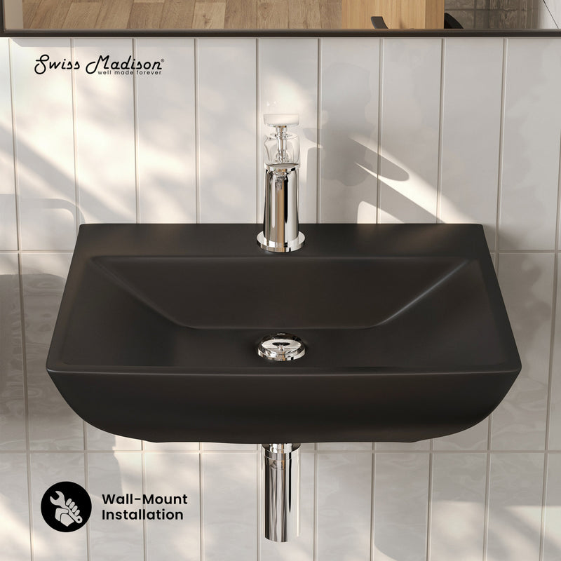 Sublime 18" Ceramic Wall Hung Sink in Matte Black