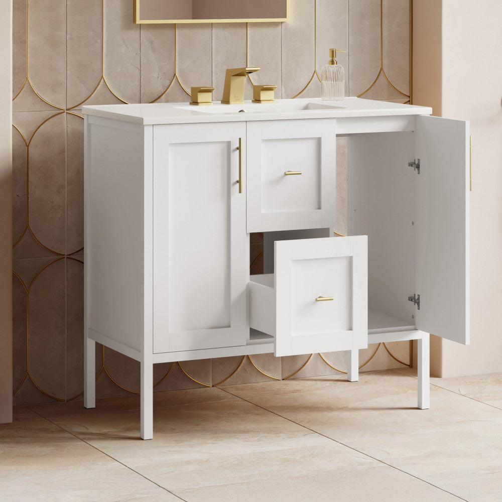 Forme 36" Modular Freestanding Bathroom Vanity with 3-Hole Widespread Top in White