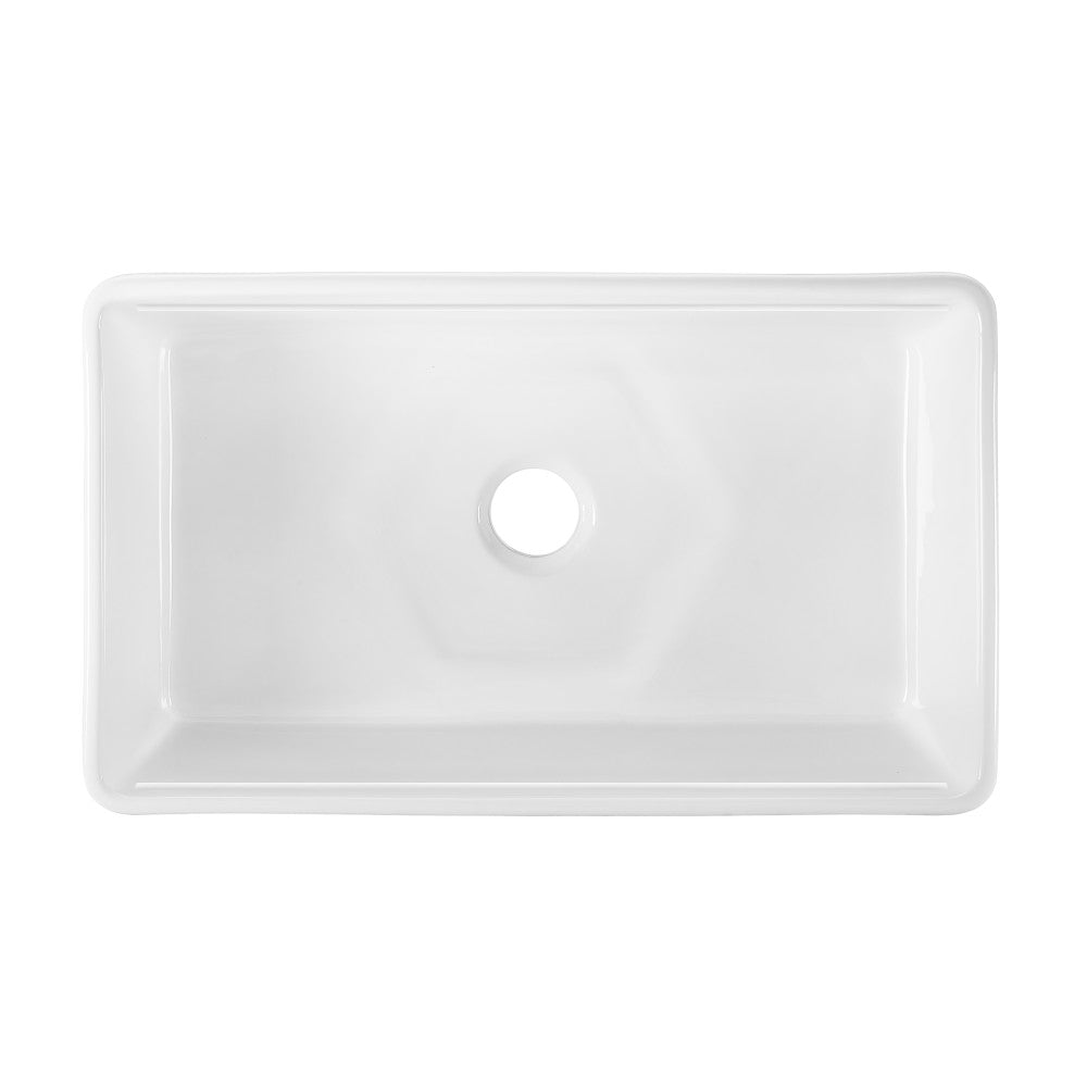 Elegance 33" x 20" Single Basin Fireclay Workstation Kitchen Sink in Glossy White