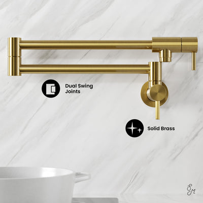 Ivy Retractable Wall-Mounted Pot Filler in Brushed Gold