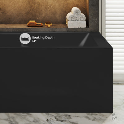 Claire 60 x 32 Left Drain Soaking Alcove Corner Apron Bathtub in Matte Black