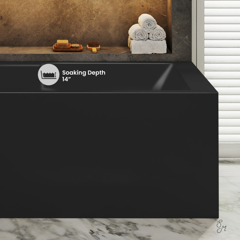 Claire 60 x 32 Left Drain Soaking Alcove Corner Apron Bathtub in Matte Black