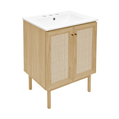 Classe 24" Freestanding Bathroom Vanity in Natural Oak with 3-Hole Centerset Sink Top