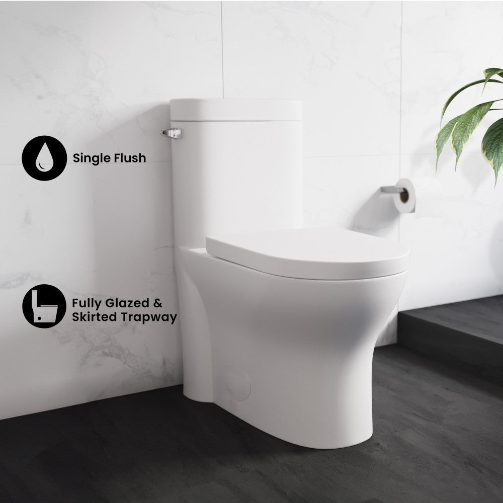 Monaco One-Piece Elongated Left Side Flush Handle Toilet 1.28 gpf