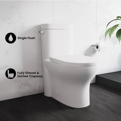Monaco One-Piece Elongated Left Side Flush Handle Toilet 1.28 gpf
