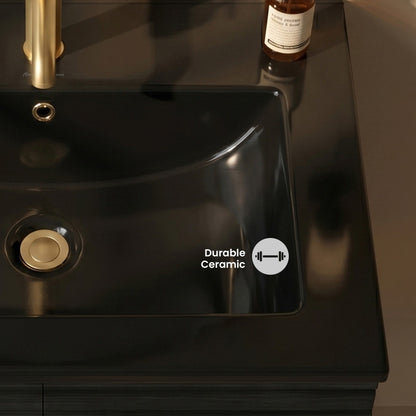 24" Vanity Sink Top in Glossy Black