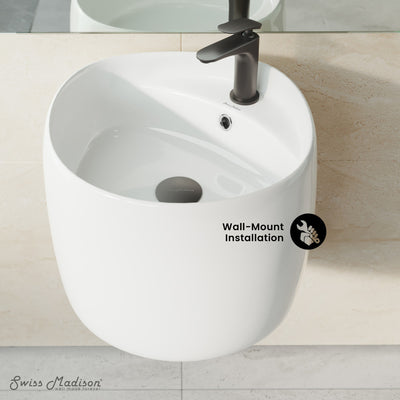 Ivy 18 in. Ceramic Glossy White Wall Mount Sink