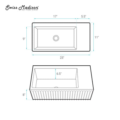 Delice 24" Rectangle Wall-Mount Bathroom Sink in Matte Black