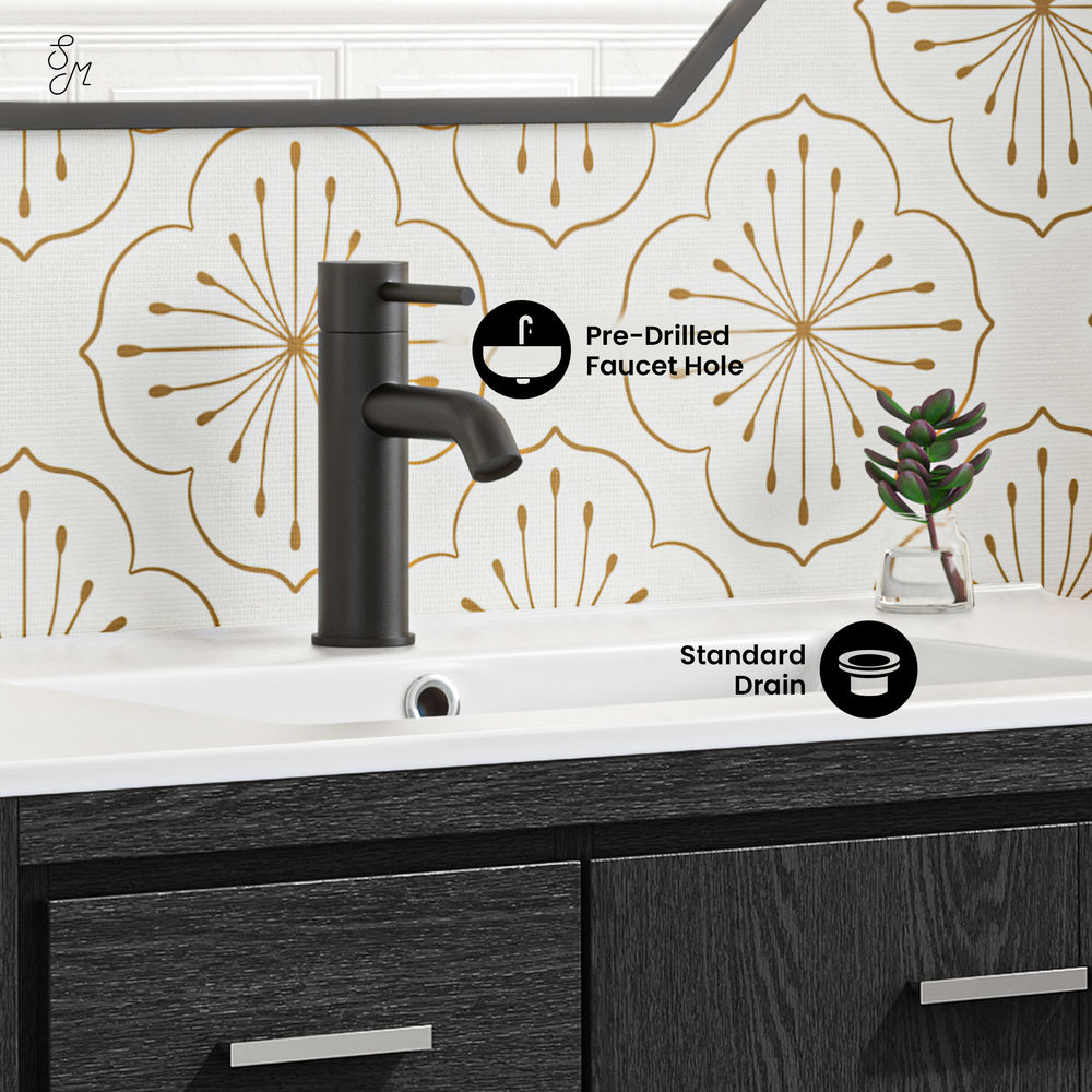 Virage 36" Freestanding Bathroom Vanity in Black Oak with Sink Top