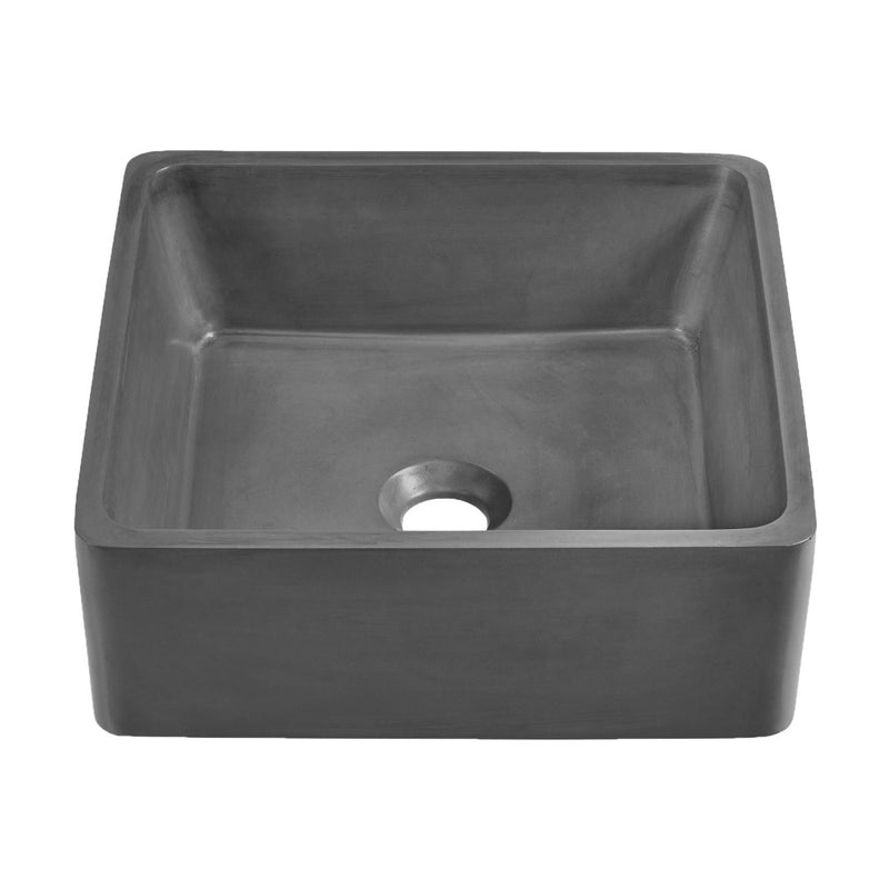 Lisse 15" Square Concrete Vessel Bathroom Sink in Dark Grey