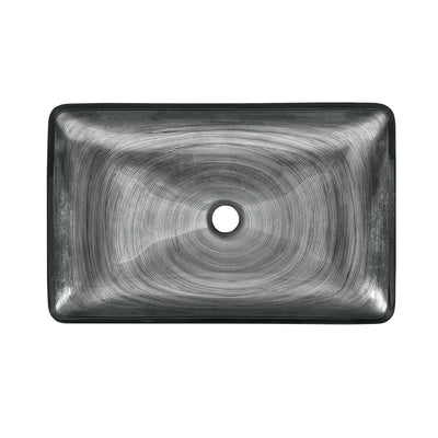 Cascade Rectangular Glass Vessel Sink with Faucet, Smoky Gray
