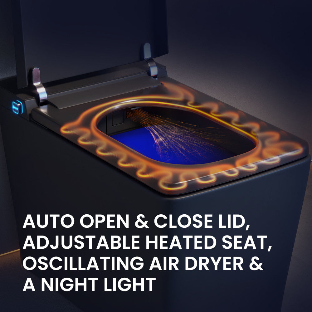 Concorde One Piece Smart Toilet 1.28 GPF in Matte Black with Heated Bidet, Air Drying, Night Light, Foot Sensor